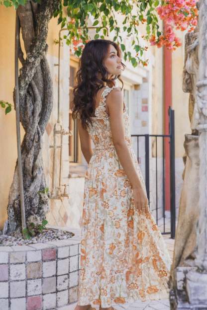 Leo Maxi Skirt - Tan Floral-Sunny Prom