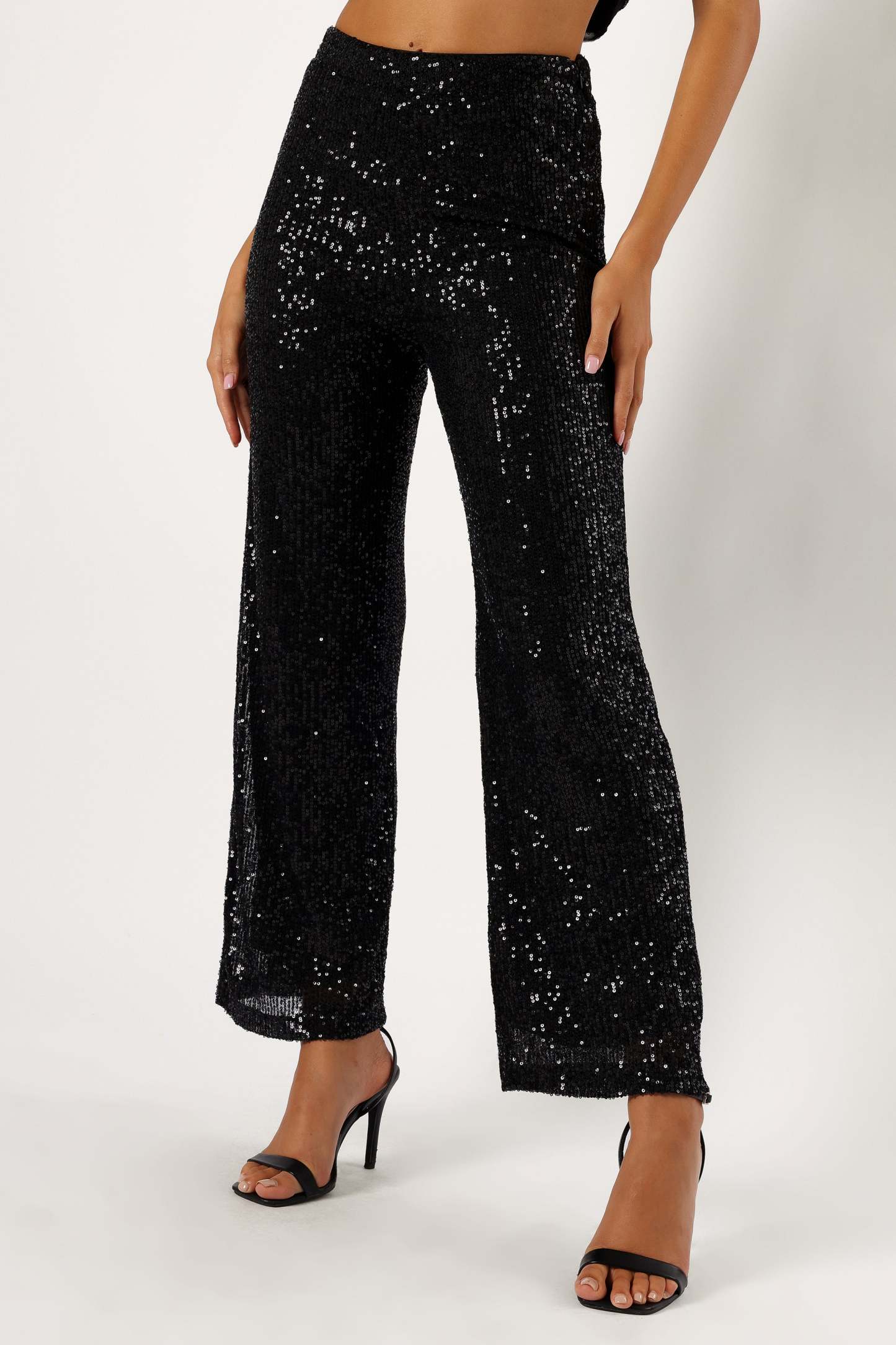 Lilianna Sequin Flare Pant - Black-Sunny Prom