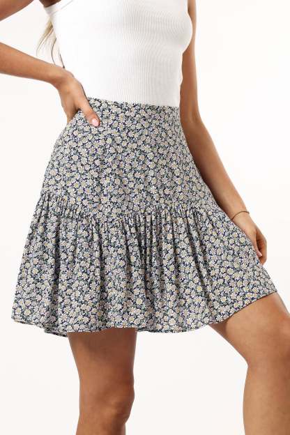 Lucinda Mini Skirt - Midnight Daisy-Sunny Prom