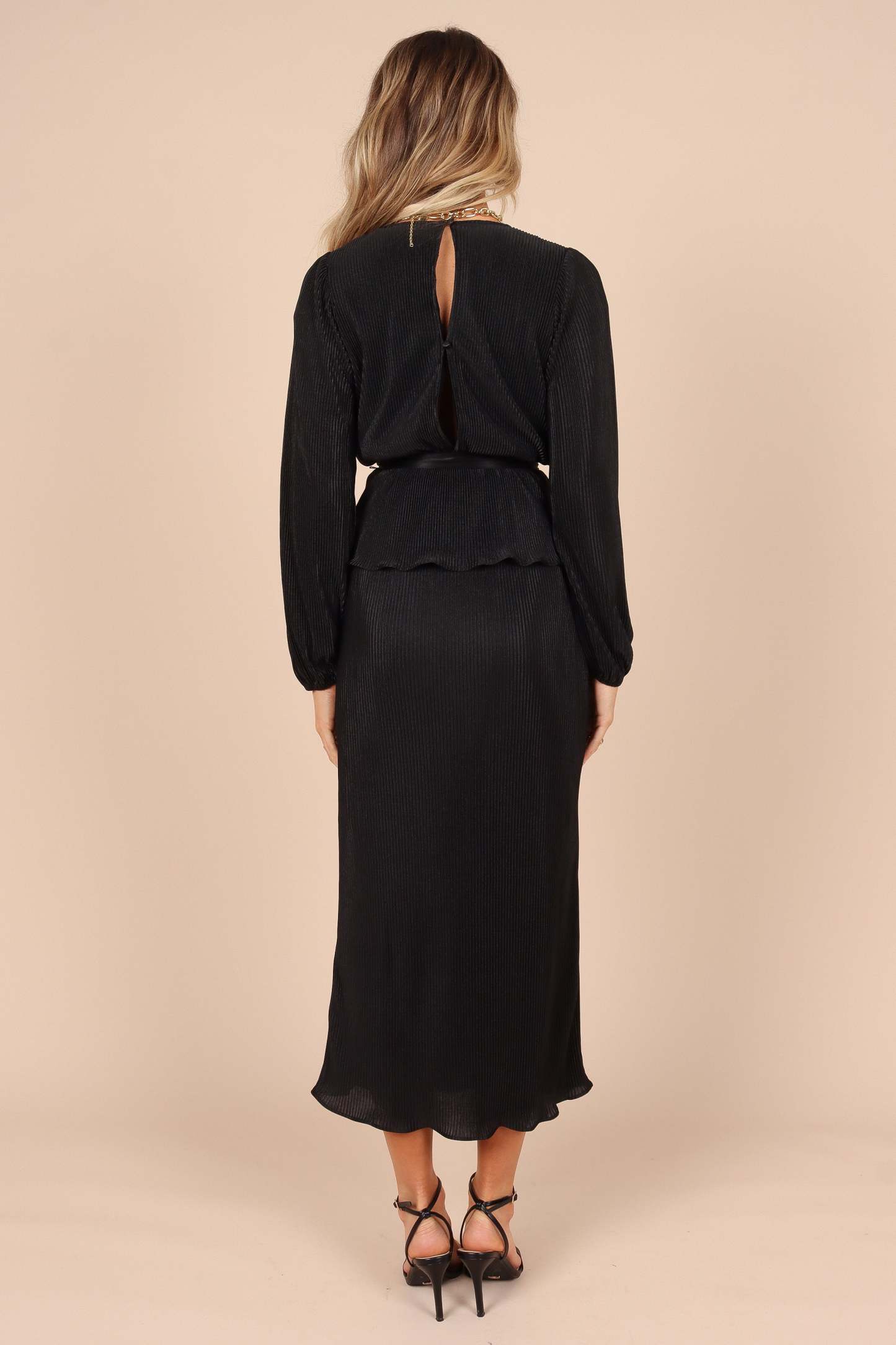 Minelli Pleat Midi Skirt - Black-Sunny Prom