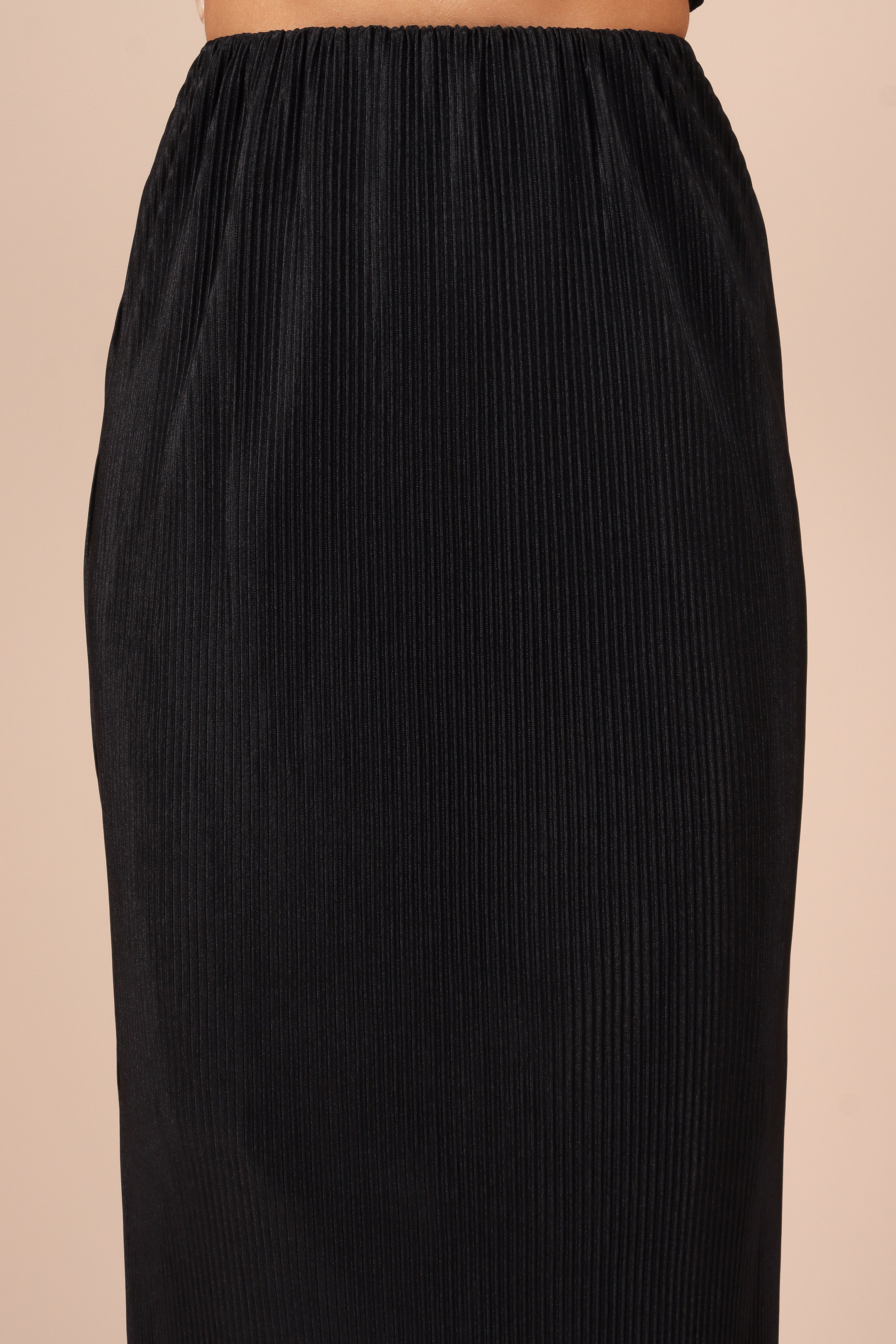 Minelli Pleat Midi Skirt - Black-Sunny Prom