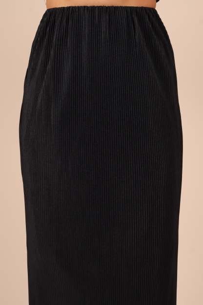 Minelli Pleat Midi Skirt - Black-Sunny Prom
