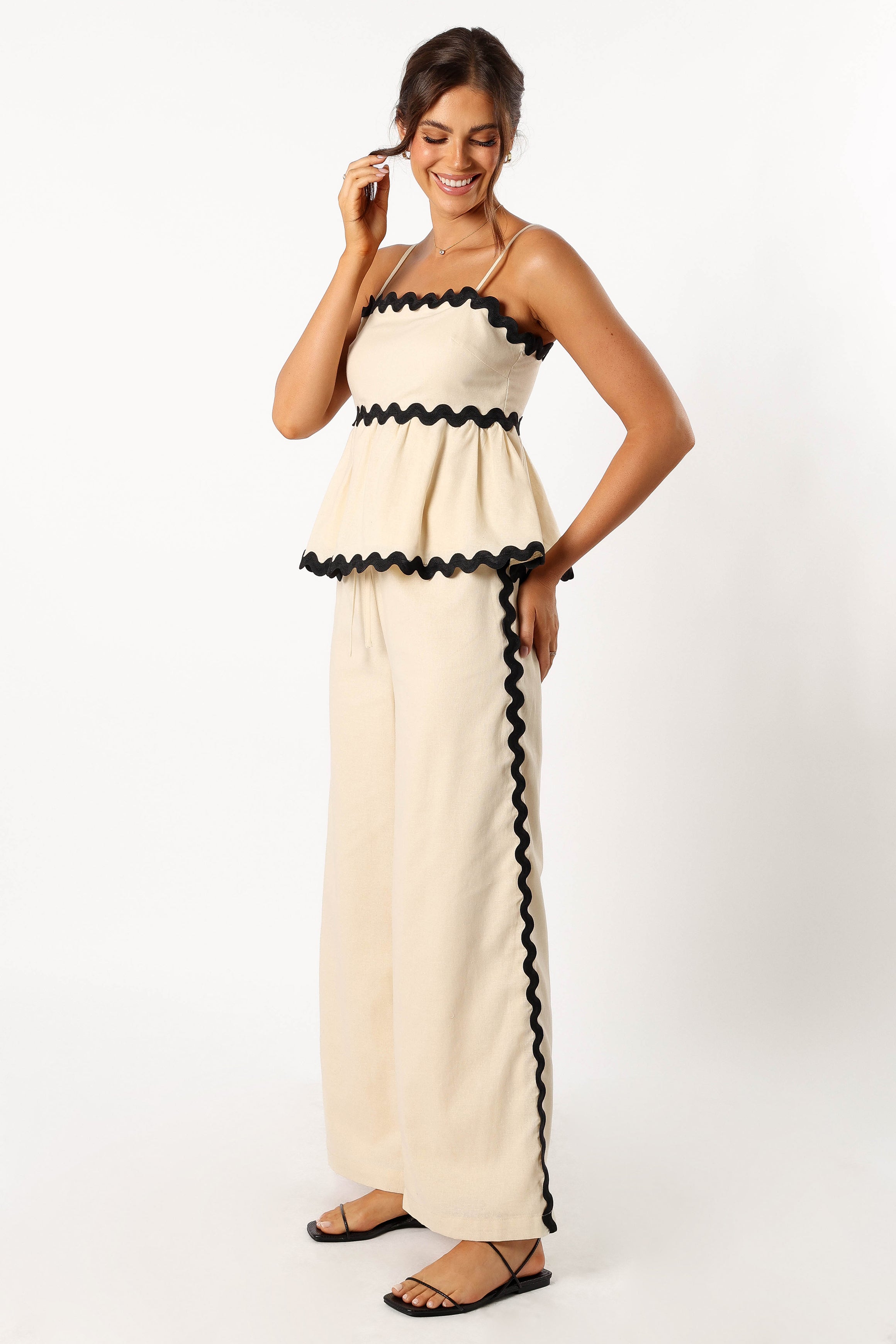 Mollymook Pants - Cream Black-Sunny Prom