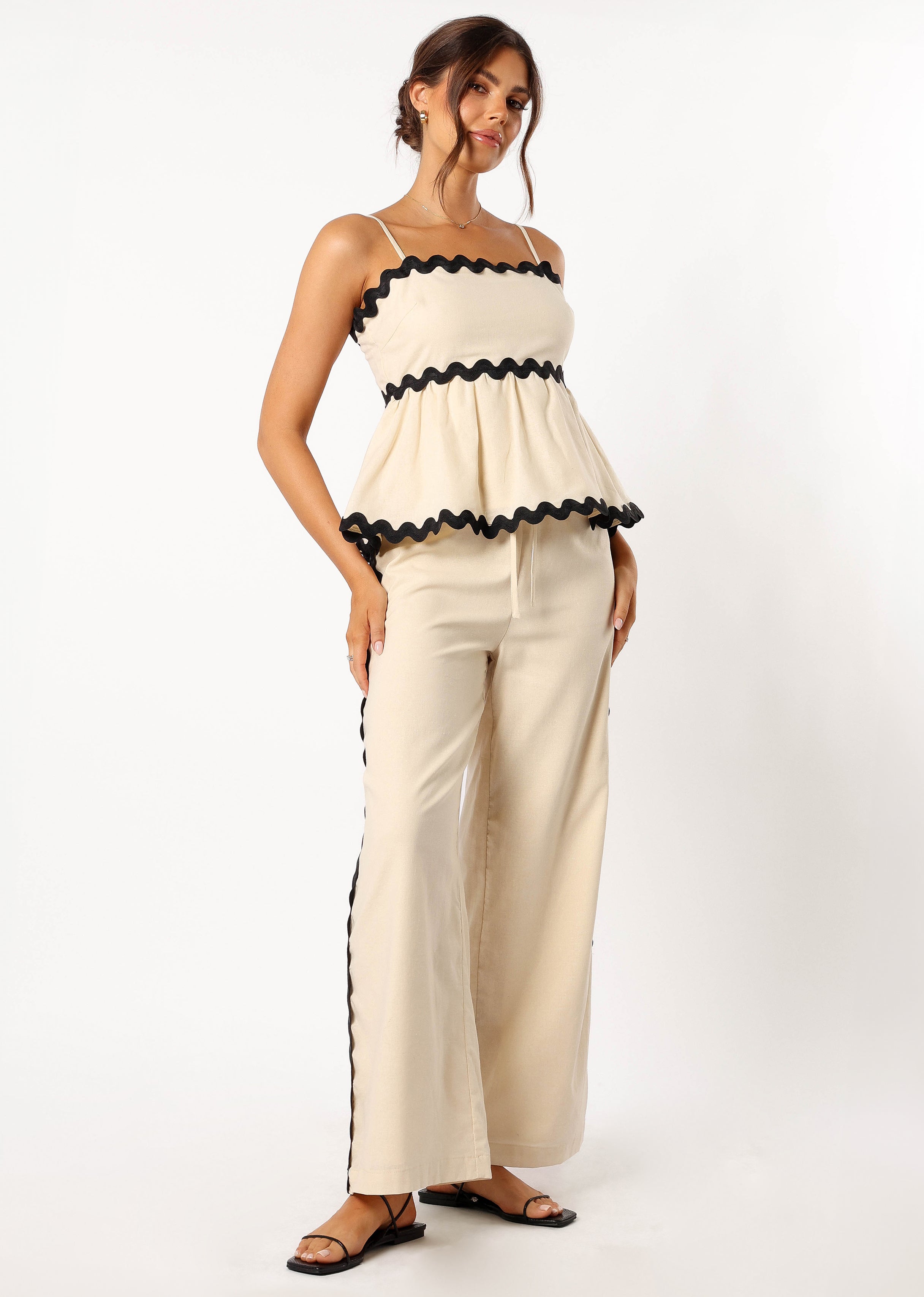 Mollymook Pants - Cream Black-Sunny Prom