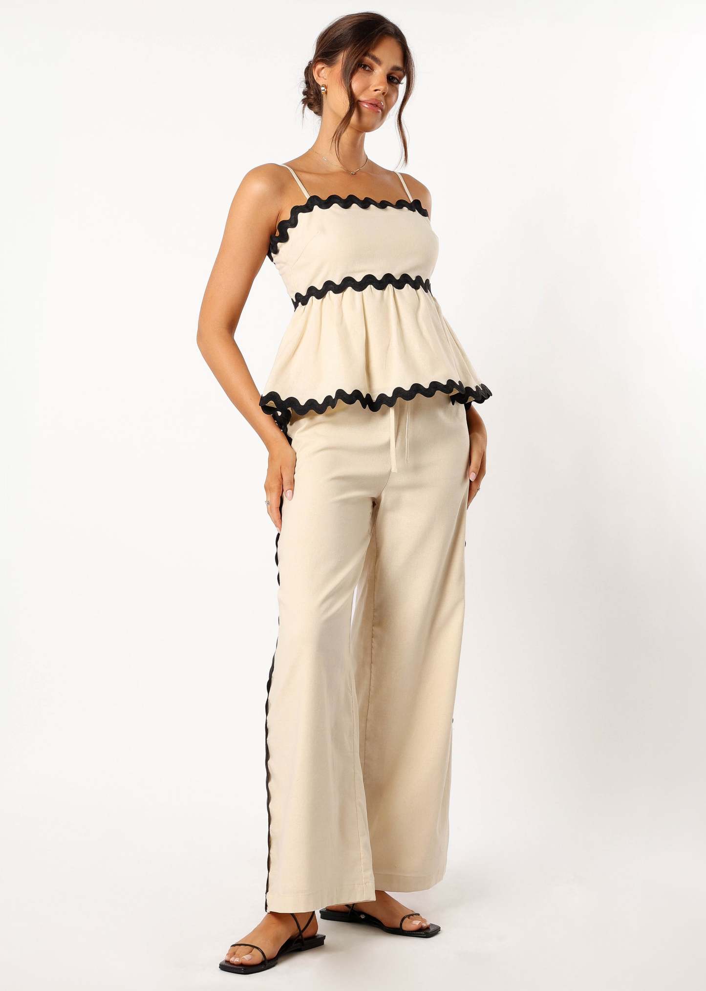 Mollymook Pants - Cream Black-Sunny Prom