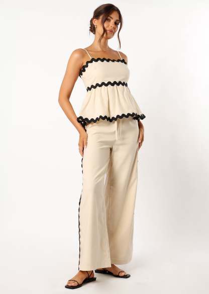 Mollymook Pants - Cream Black-Sunny Prom