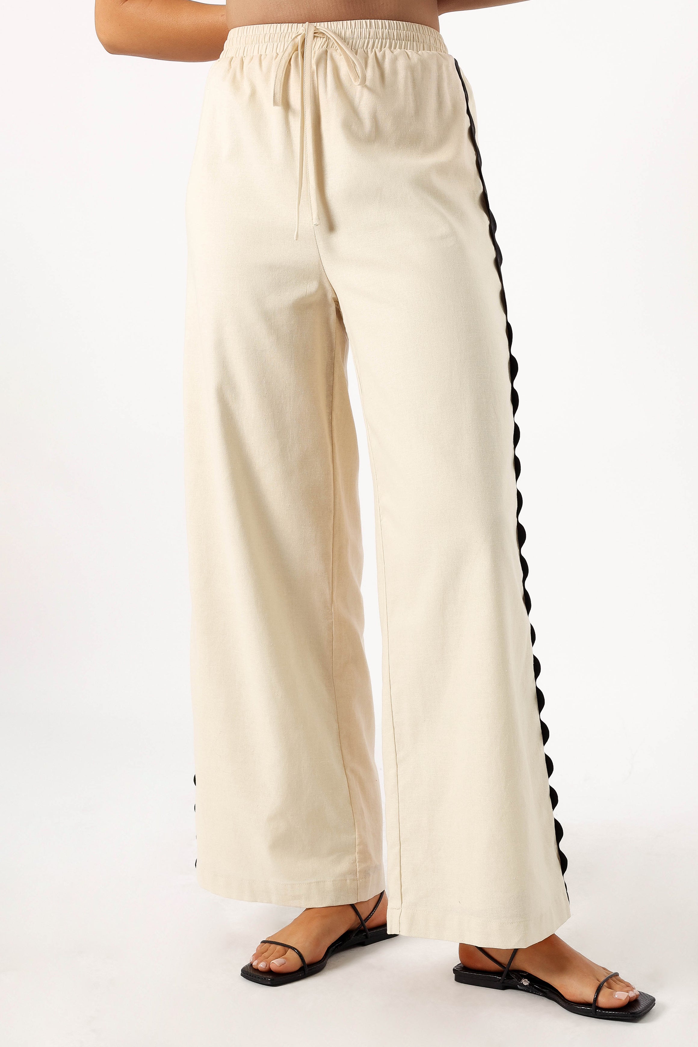 Mollymook Pants - Cream Black-Sunny Prom
