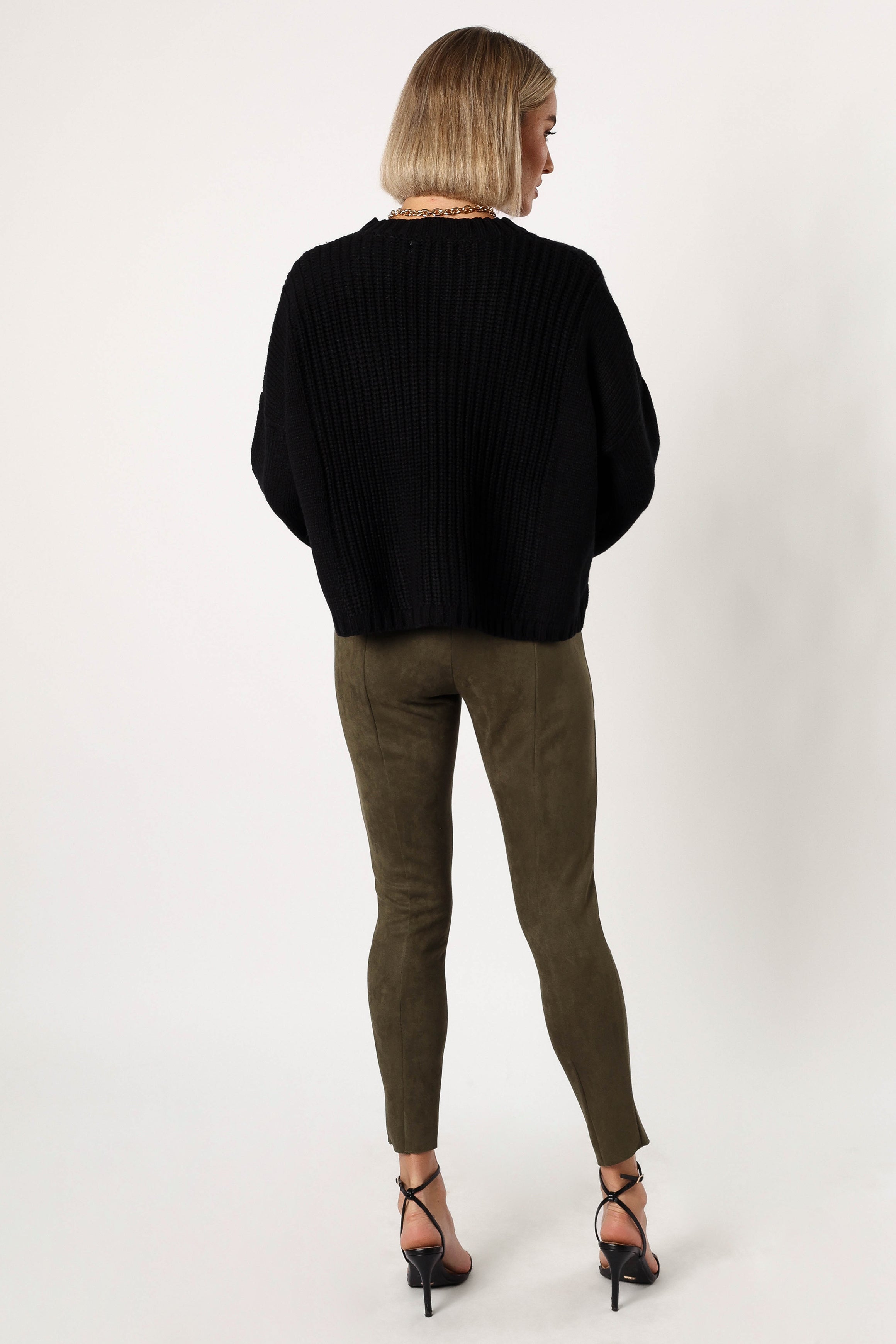 Morgan Suede Look Legging - Olive-Sunny Prom