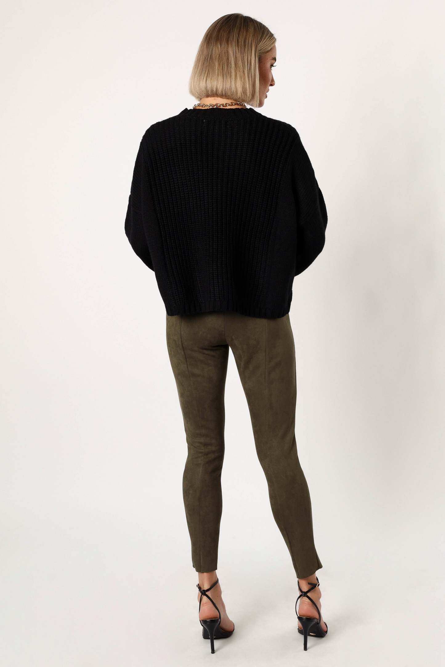 Morgan Suede Look Legging - Olive-Sunny Prom
