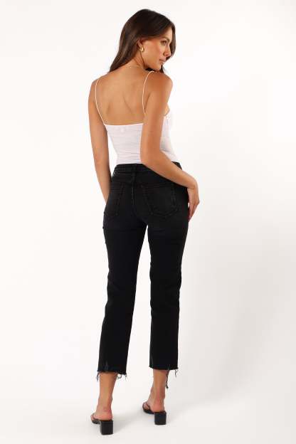 Rowan High Rise Straight Leg Jean - Washed Black-Sunny Prom