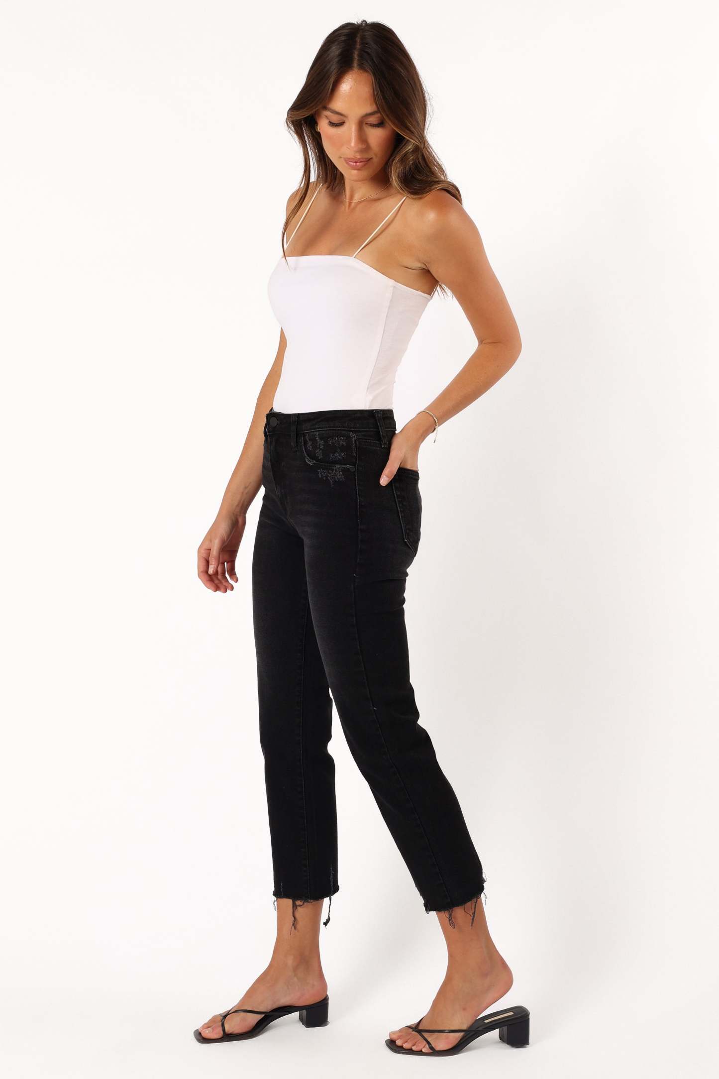 Rowan High Rise Straight Leg Jean - Washed Black-Sunny Prom