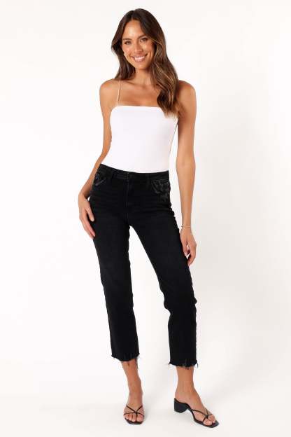 Rowan High Rise Straight Leg Jean - Washed Black-Sunny Prom