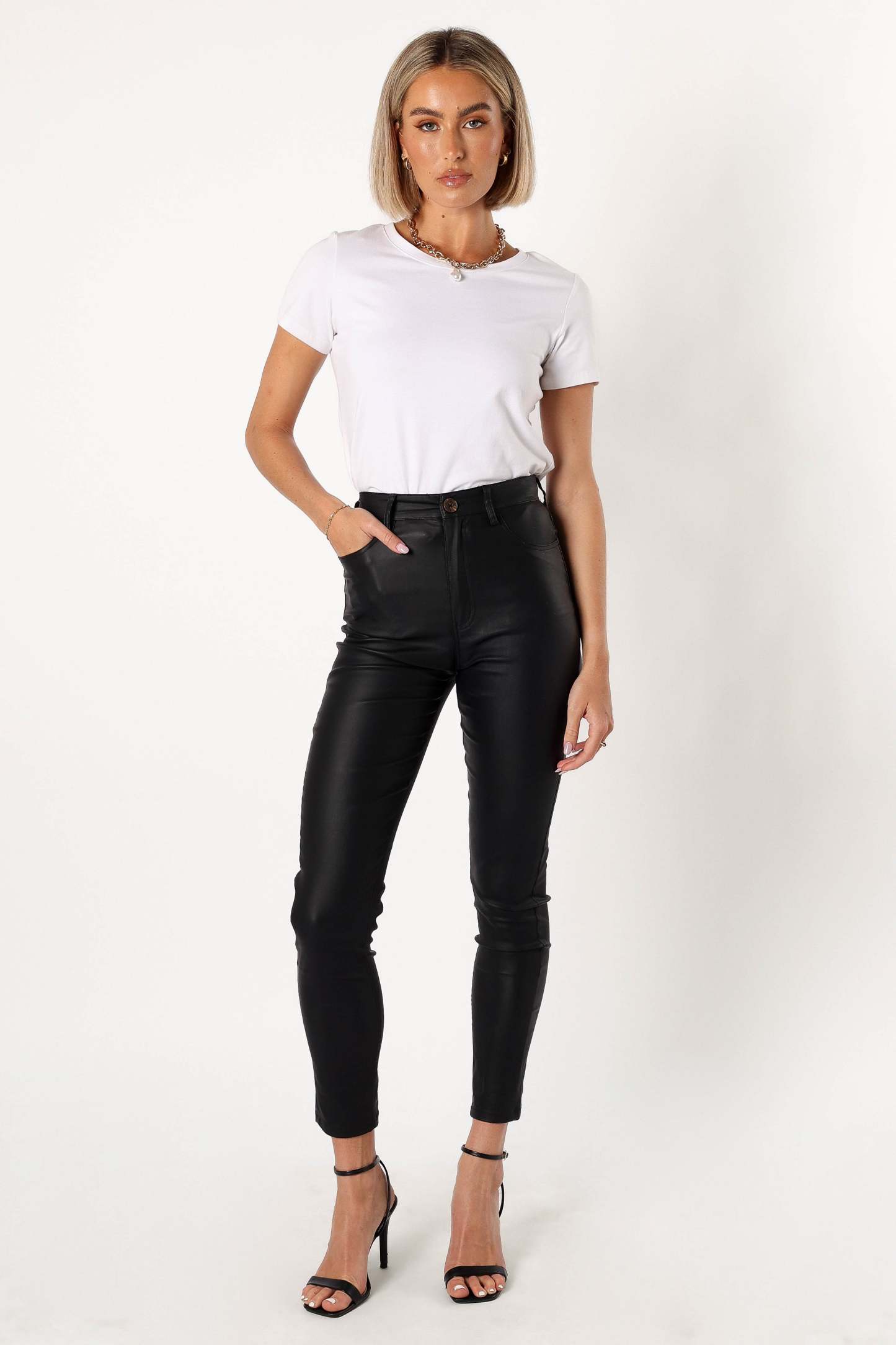 Sammie Vegan Leather Pants - Black-Sunny Prom