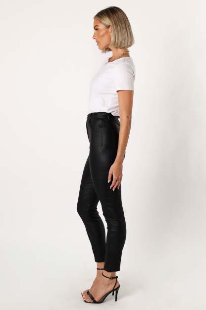 Sammie Vegan Leather Pants - Black-Sunny Prom