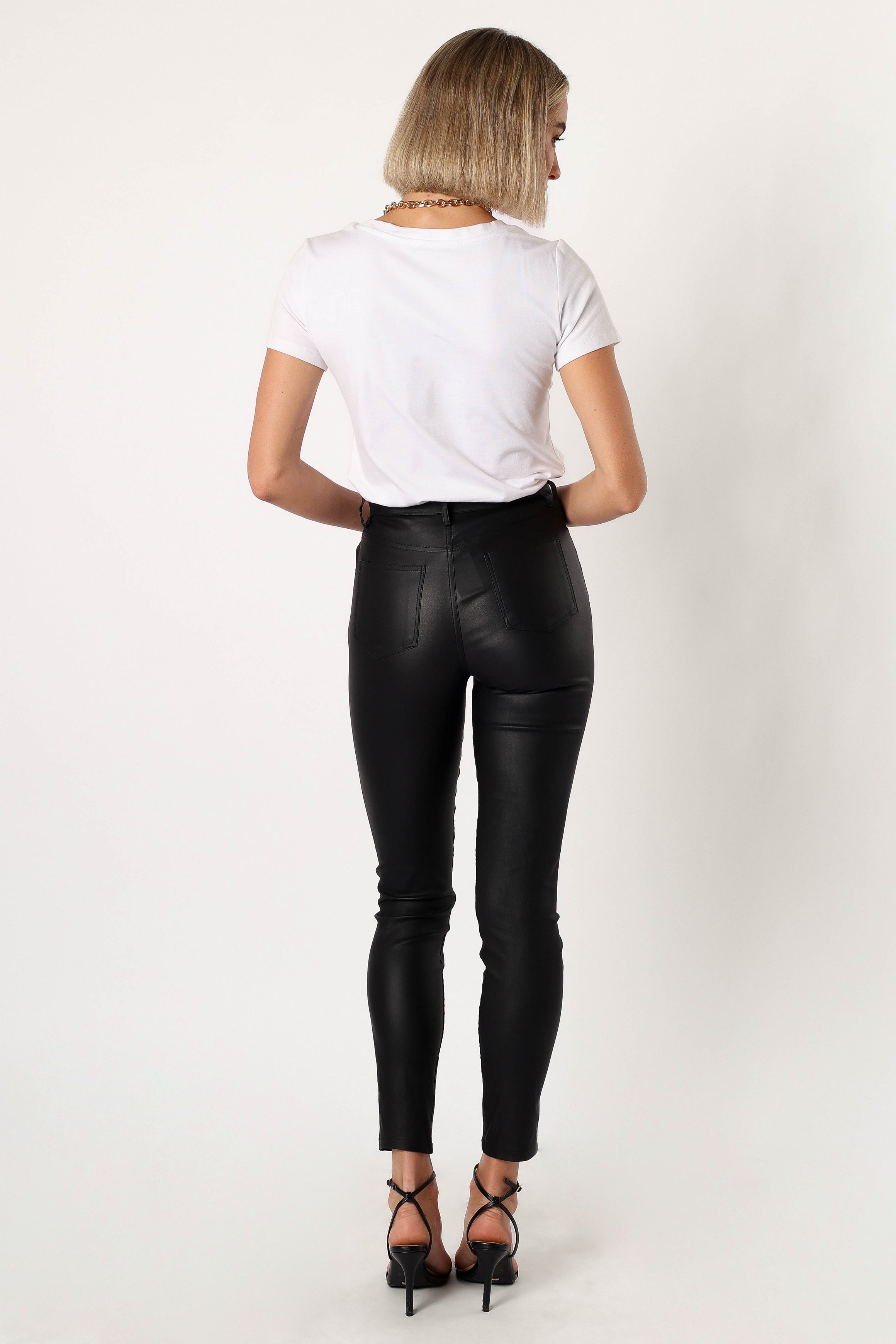 Sammie Vegan Leather Pants - Black-Sunny Prom