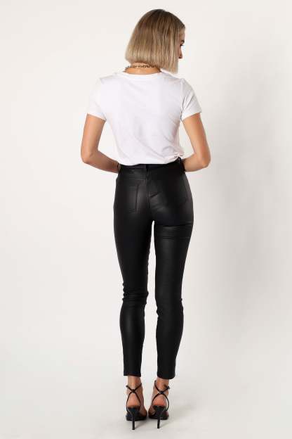 Sammie Vegan Leather Pants - Black-Sunny Prom