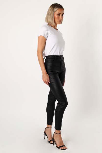 Sammie Vegan Leather Pants - Black-Sunny Prom