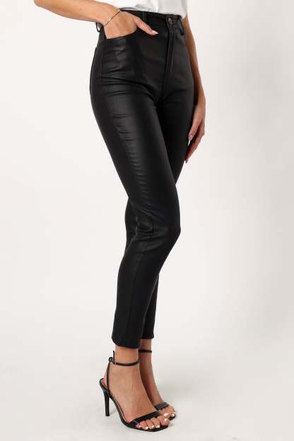 Sammie Vegan Leather Pants - Black-Sunny Prom