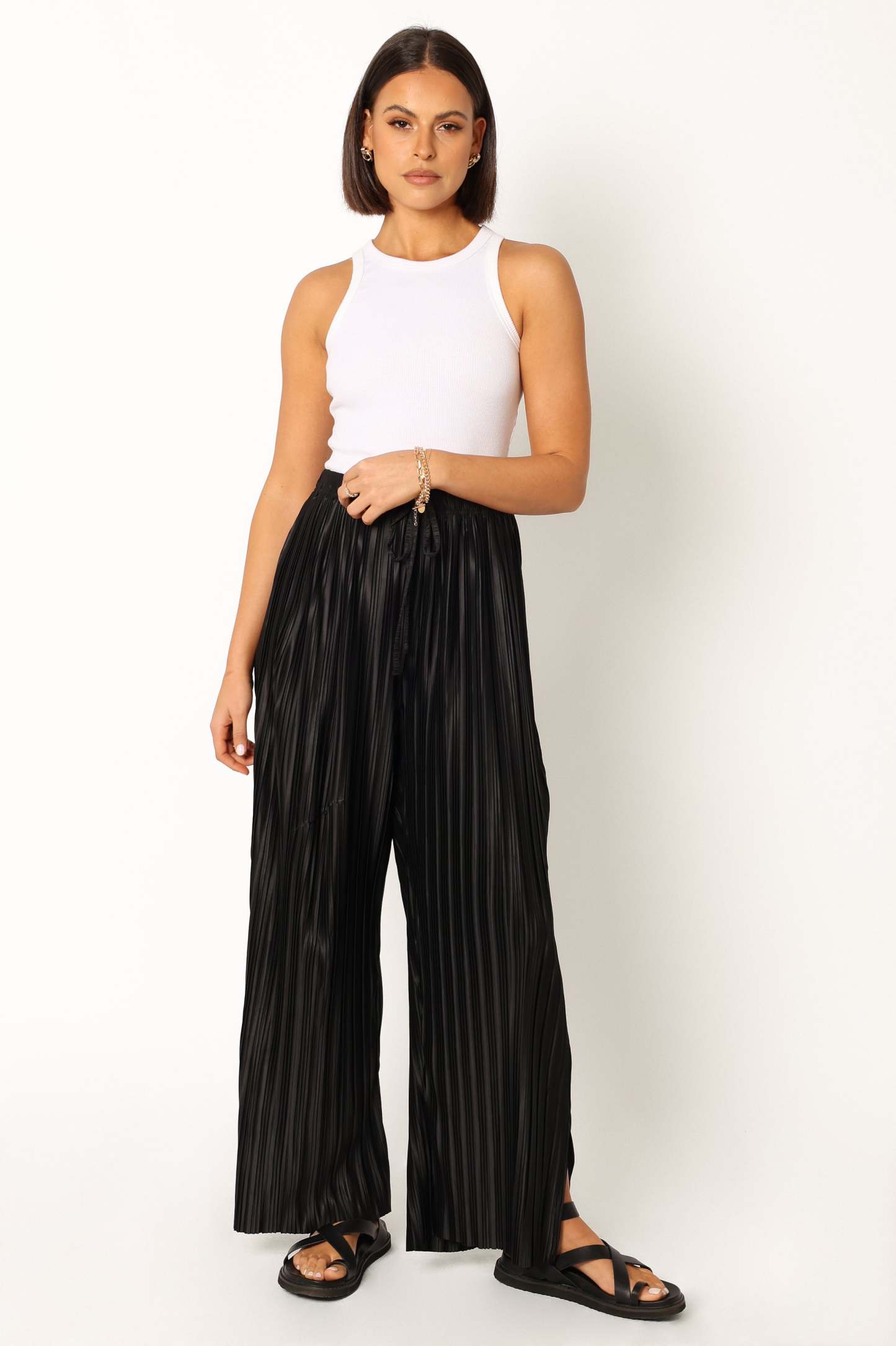 Sasha Pleated Pants - Black-Sunny Prom