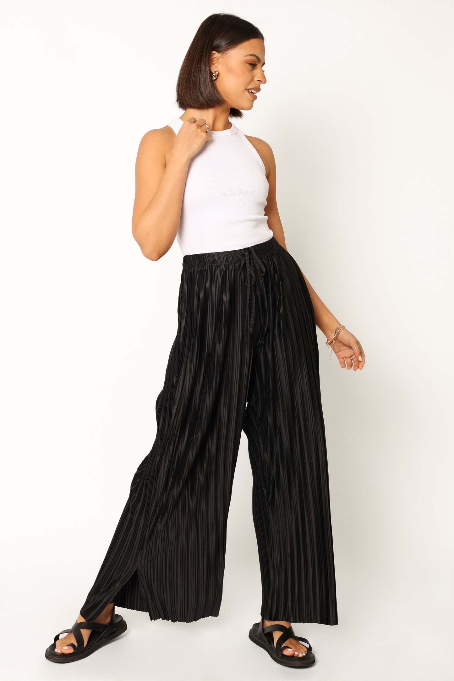 Sasha Pleated Pants - Black-Sunny Prom