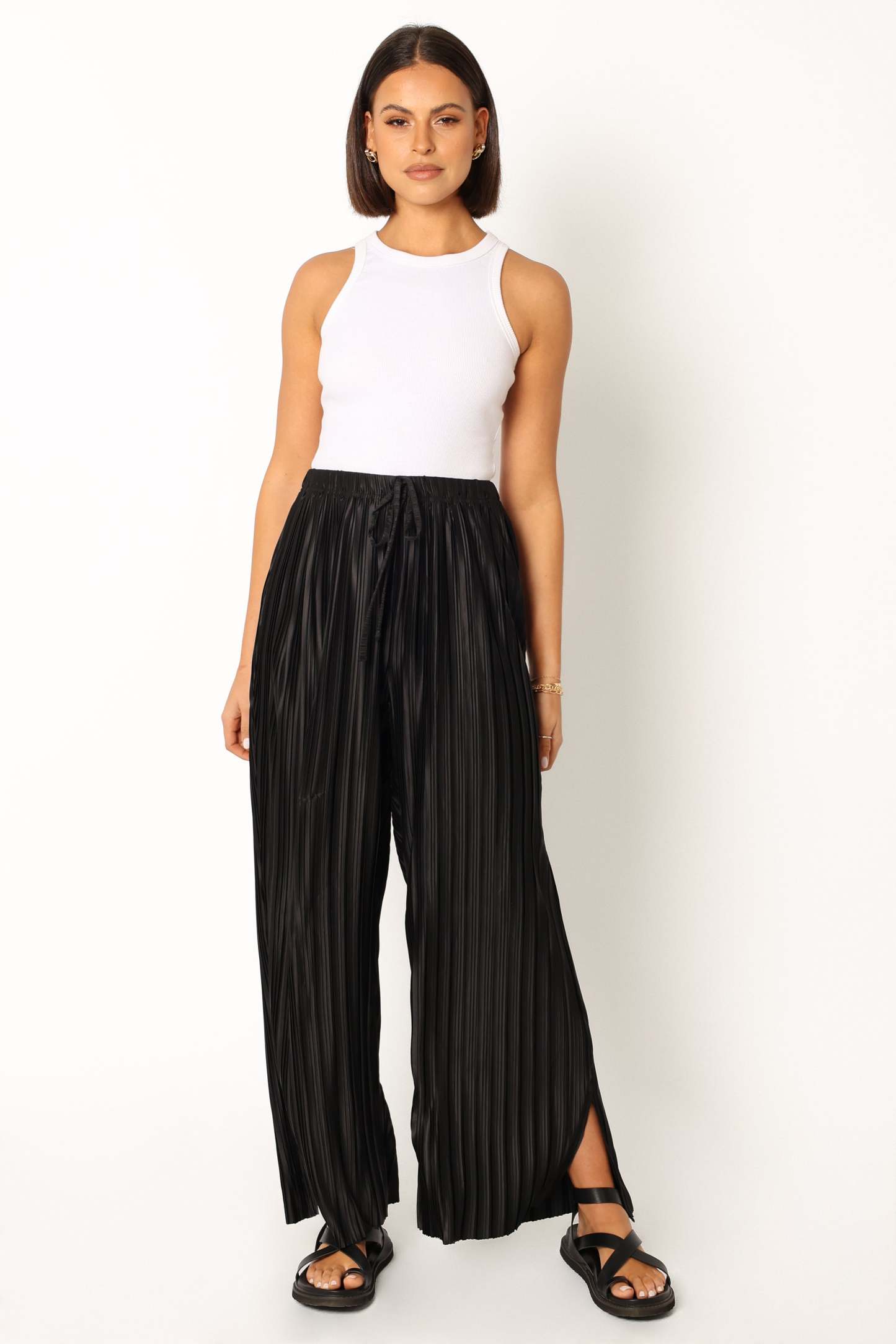 Sasha Pleated Pants - Black-Sunny Prom