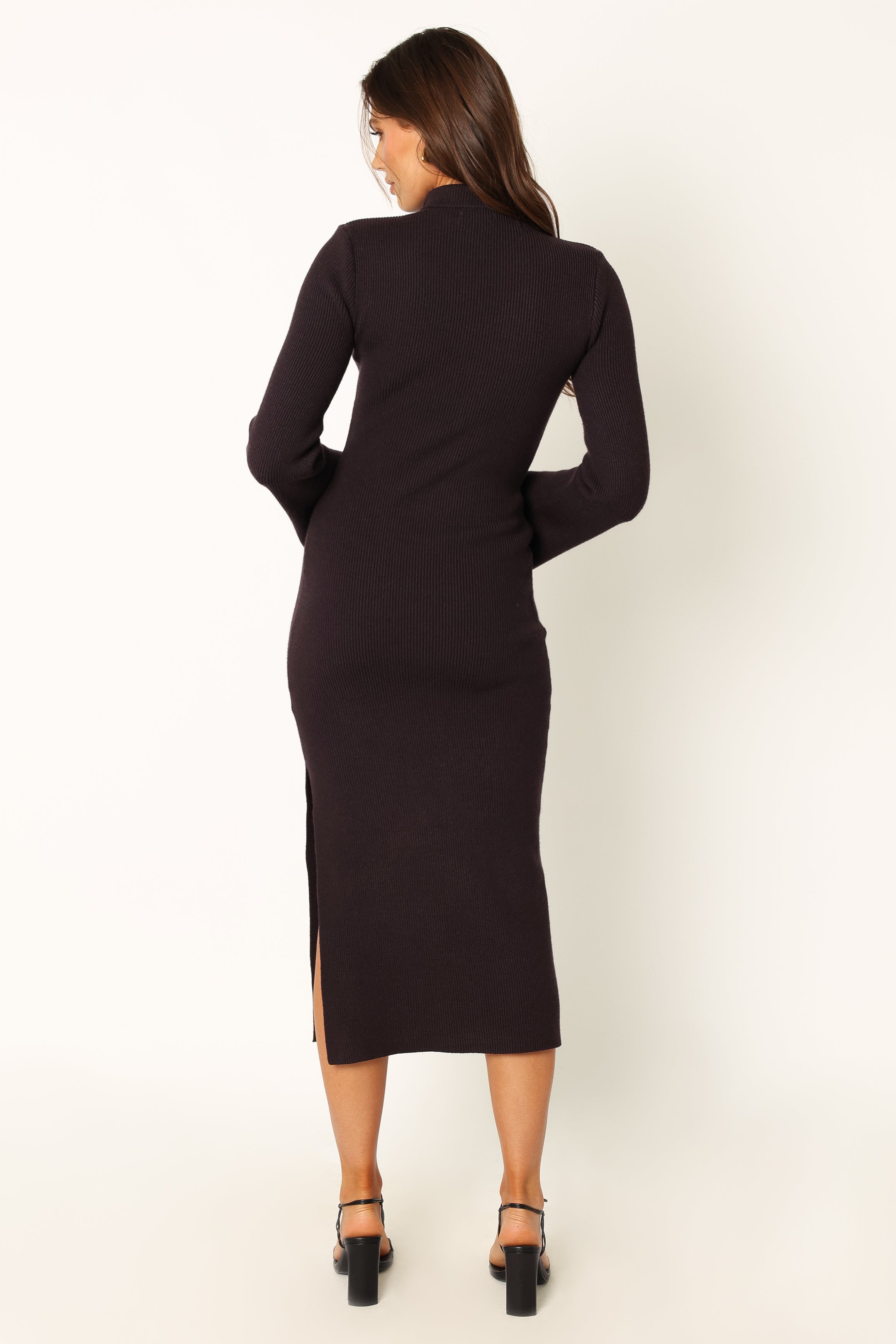 Astor Long Sleeve Midi Dress - Plum-Sunny Prom
