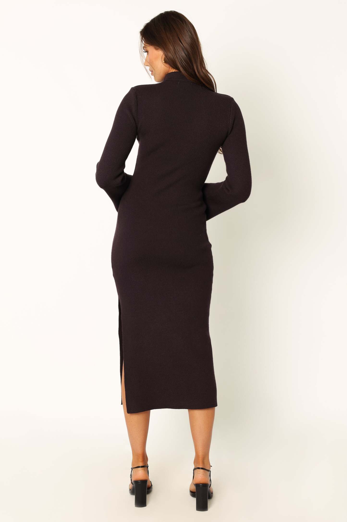 Astor Long Sleeve Midi Dress - Plum-Sunny Prom