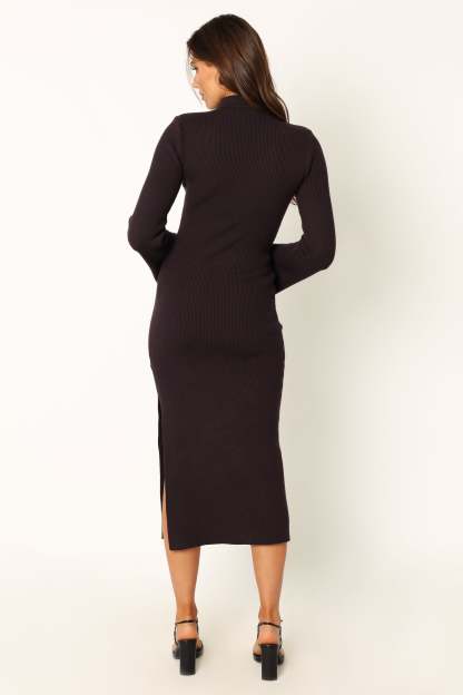 Astor Long Sleeve Midi Dress - Plum-Sunny Prom