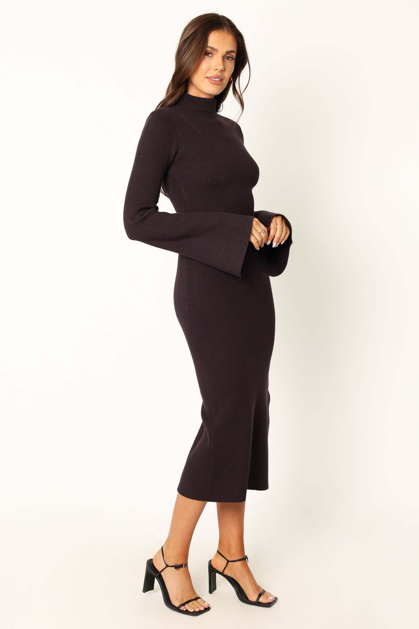 Astor Long Sleeve Midi Dress - Plum-Sunny Prom