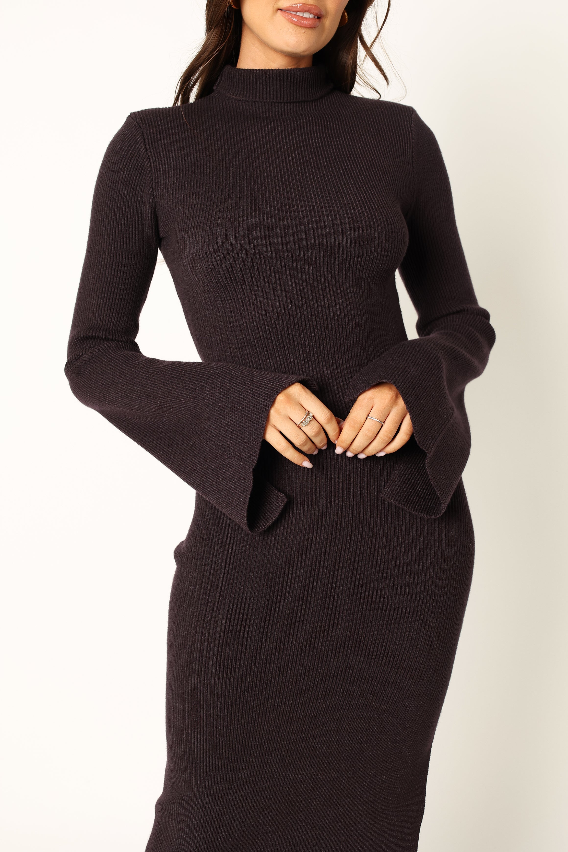 Astor Long Sleeve Midi Dress - Plum-Sunny Prom