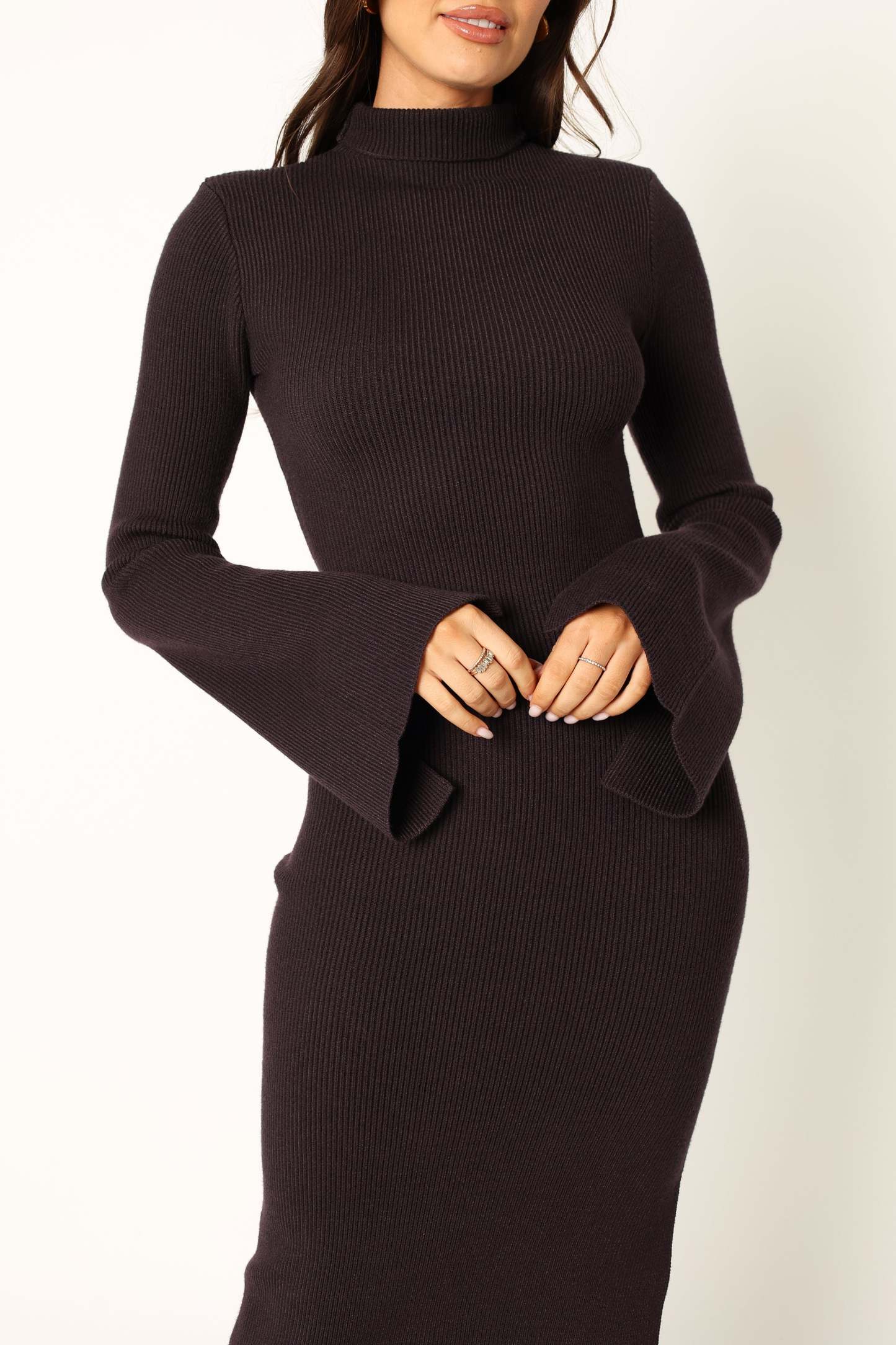 Astor Long Sleeve Midi Dress - Plum-Sunny Prom