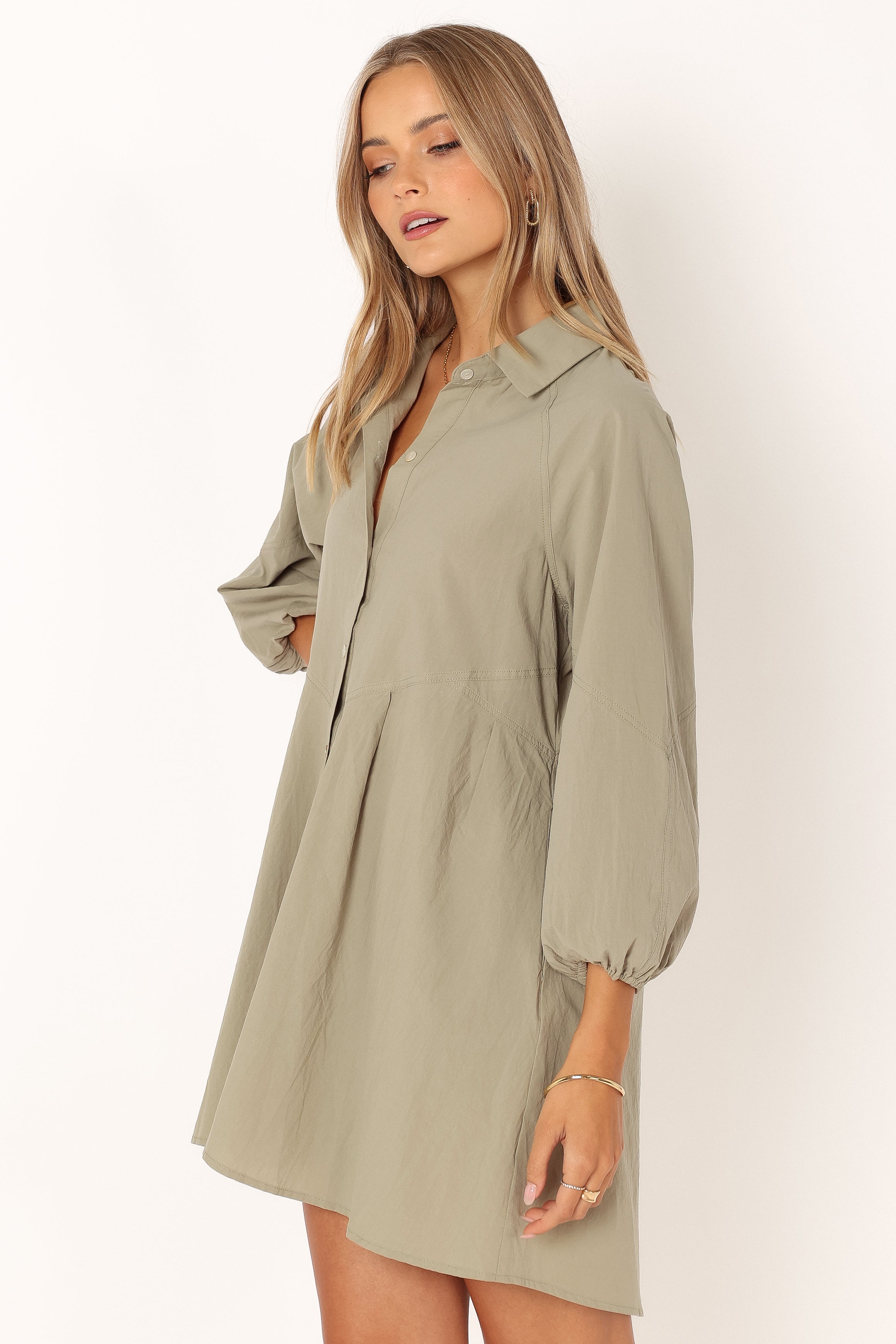 Criselle Long Sleeve Mini Dress - Khaki-Sunny Prom