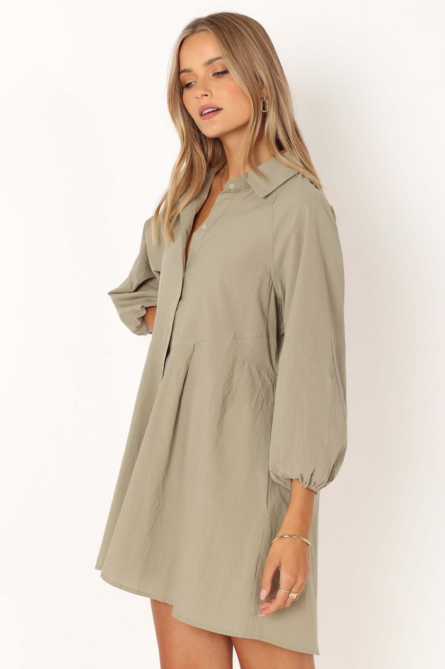 Criselle Long Sleeve Mini Dress - Khaki-Sunny Prom