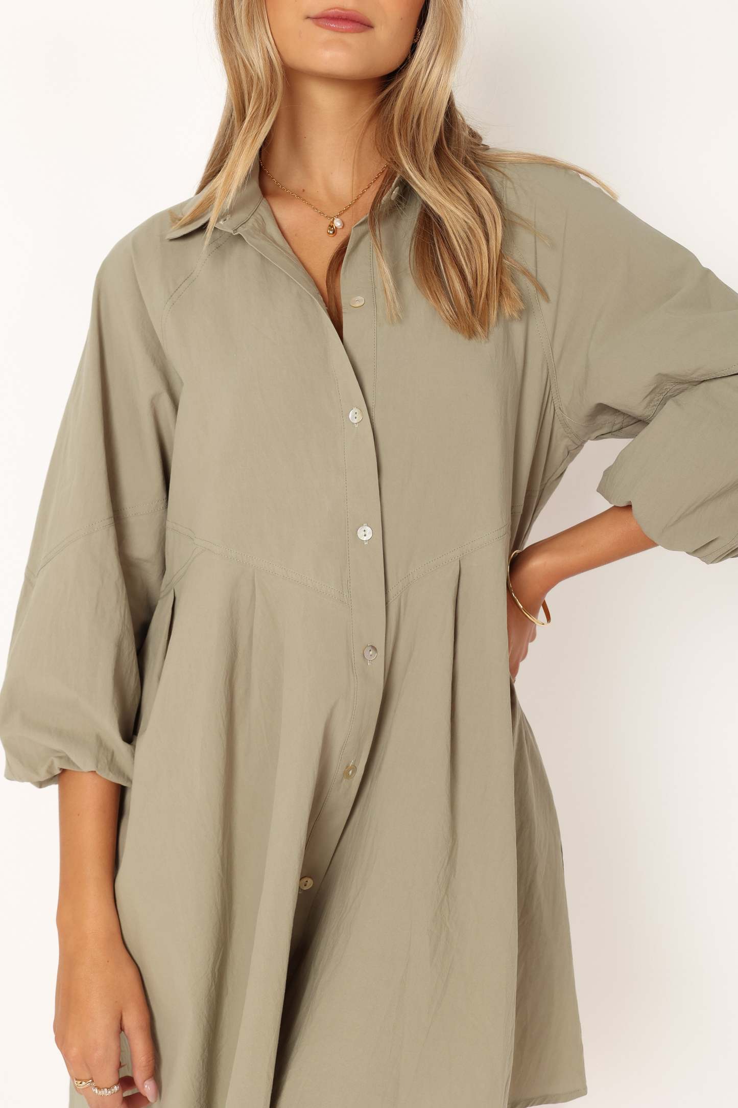 Criselle Long Sleeve Mini Dress - Khaki-Sunny Prom