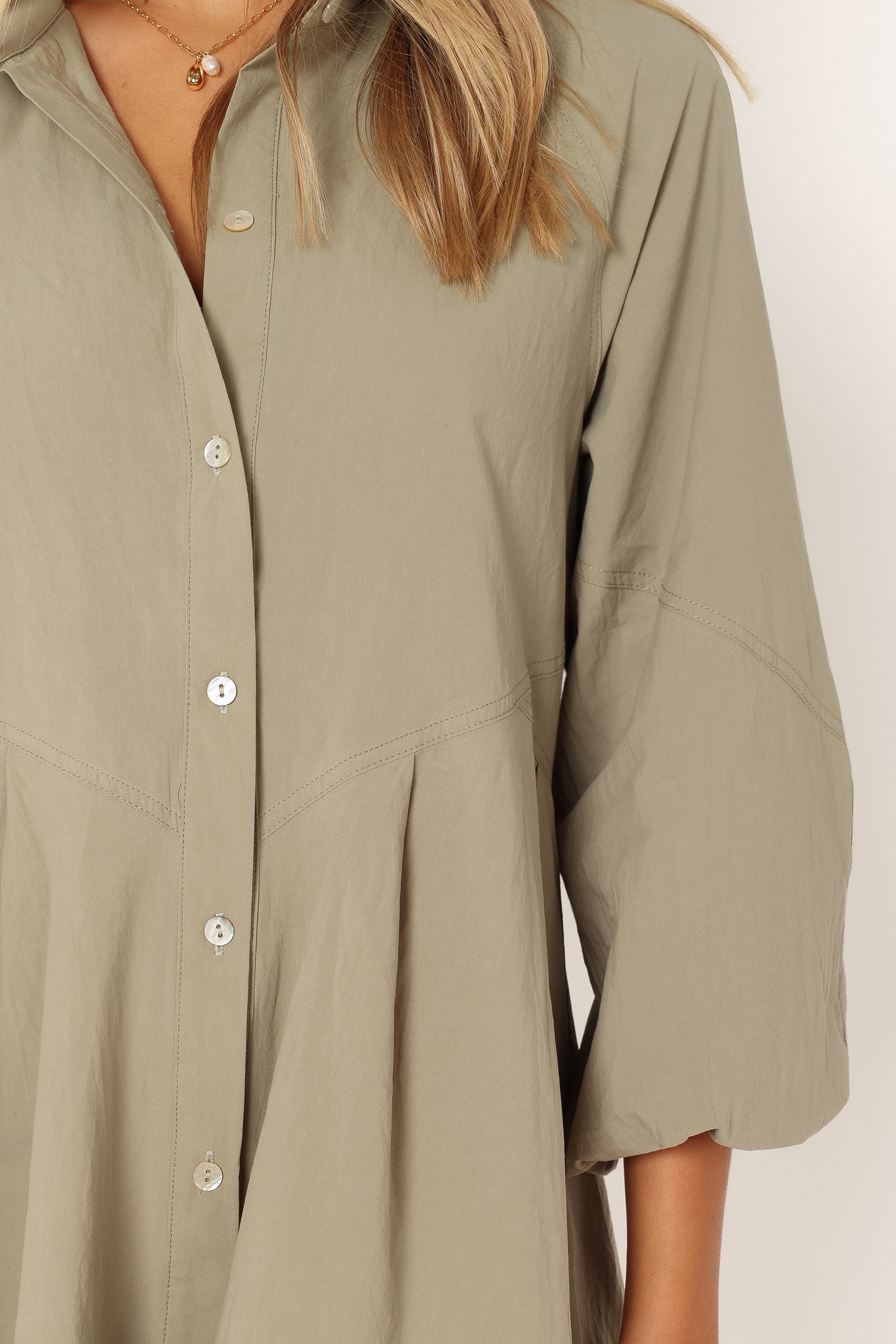 Criselle Long Sleeve Mini Dress - Khaki-Sunny Prom