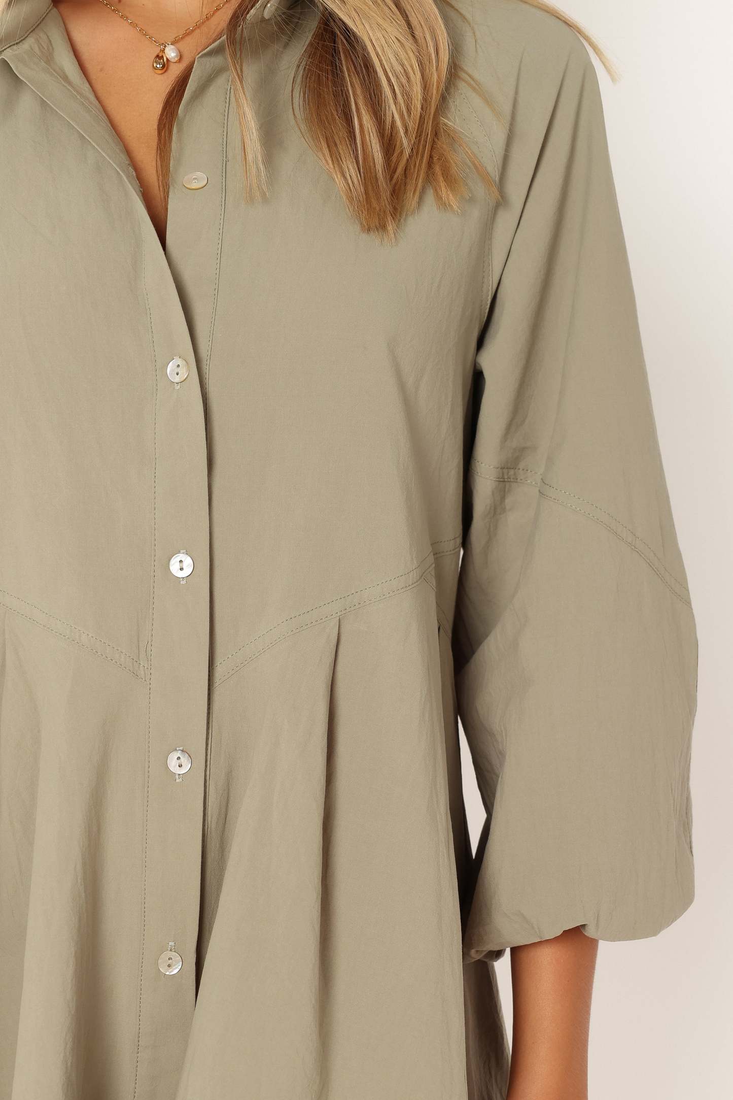 Criselle Long Sleeve Mini Dress - Khaki-Sunny Prom