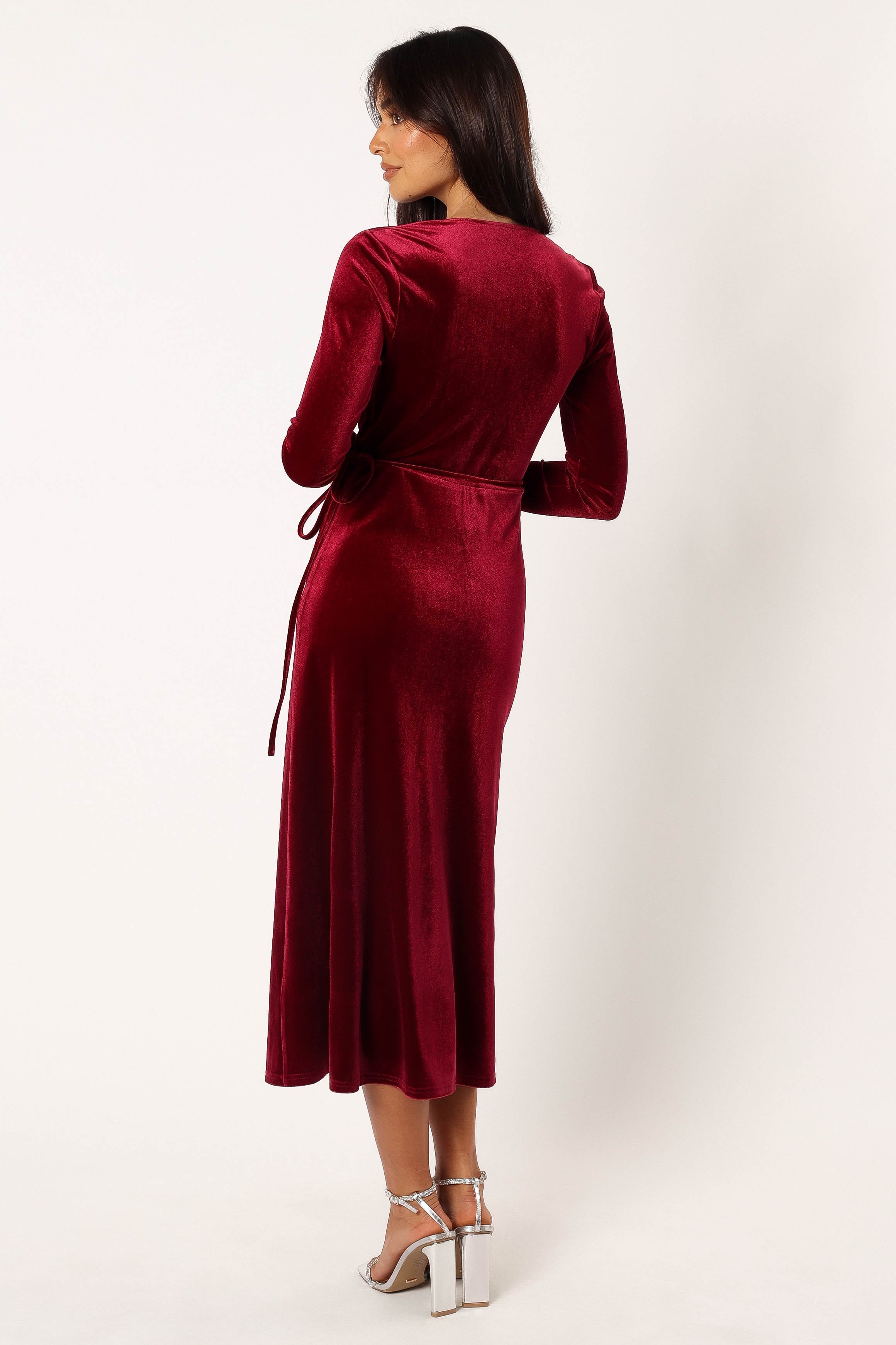 Darby Long Sleeve Midi Dress - Burgundy-Sunny Prom
