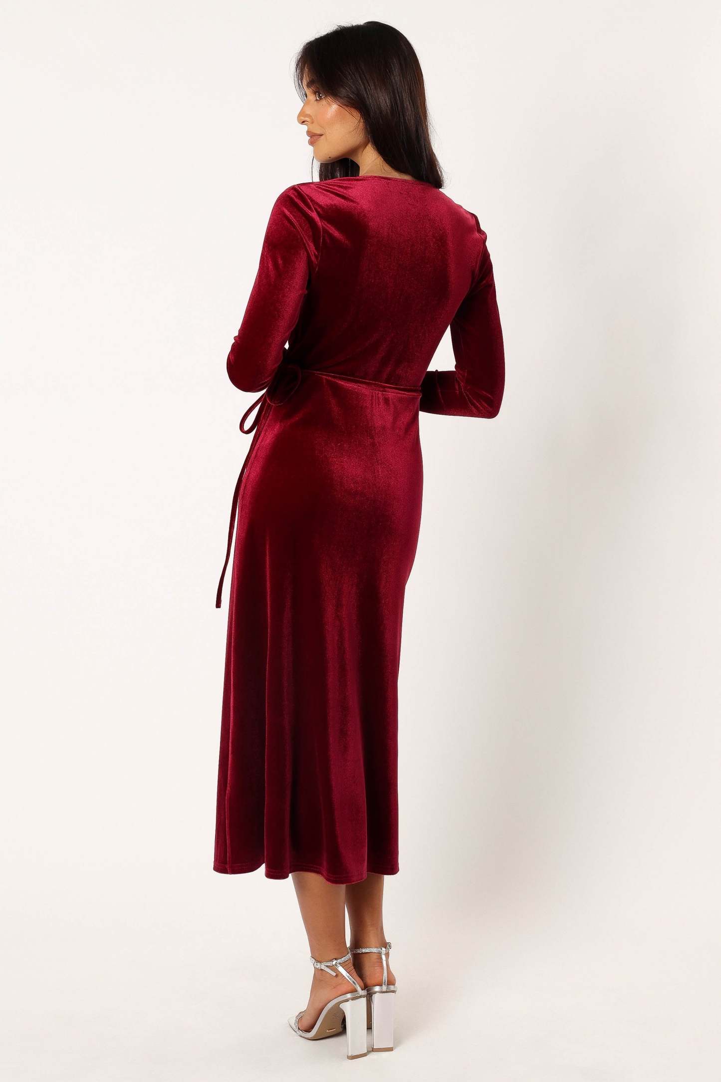 Darby Long Sleeve Midi Dress - Burgundy-Sunny Prom