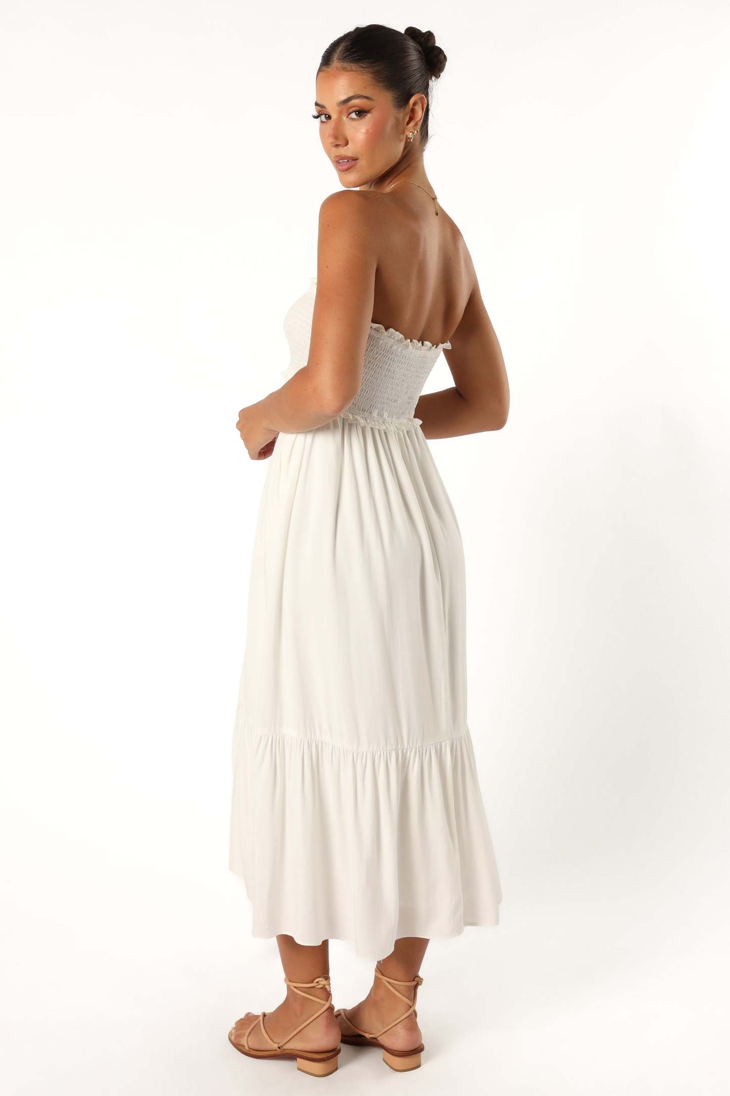 Dayton Strapless Midi Dress - White-Sunny Prom