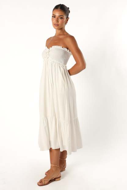 Dayton Strapless Midi Dress - White-Sunny Prom