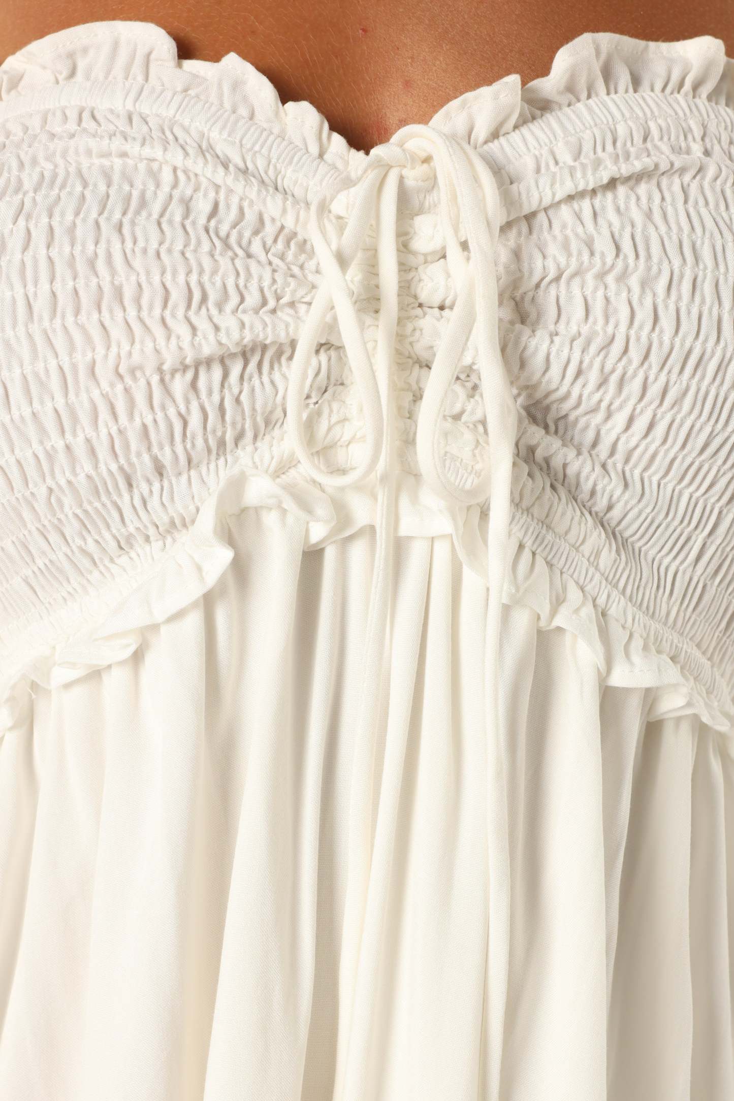 Dayton Strapless Midi Dress - White-Sunny Prom
