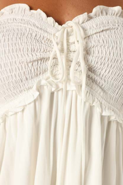 Dayton Strapless Midi Dress - White-Sunny Prom