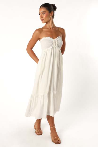 Dayton Strapless Midi Dress - White-Sunny Prom