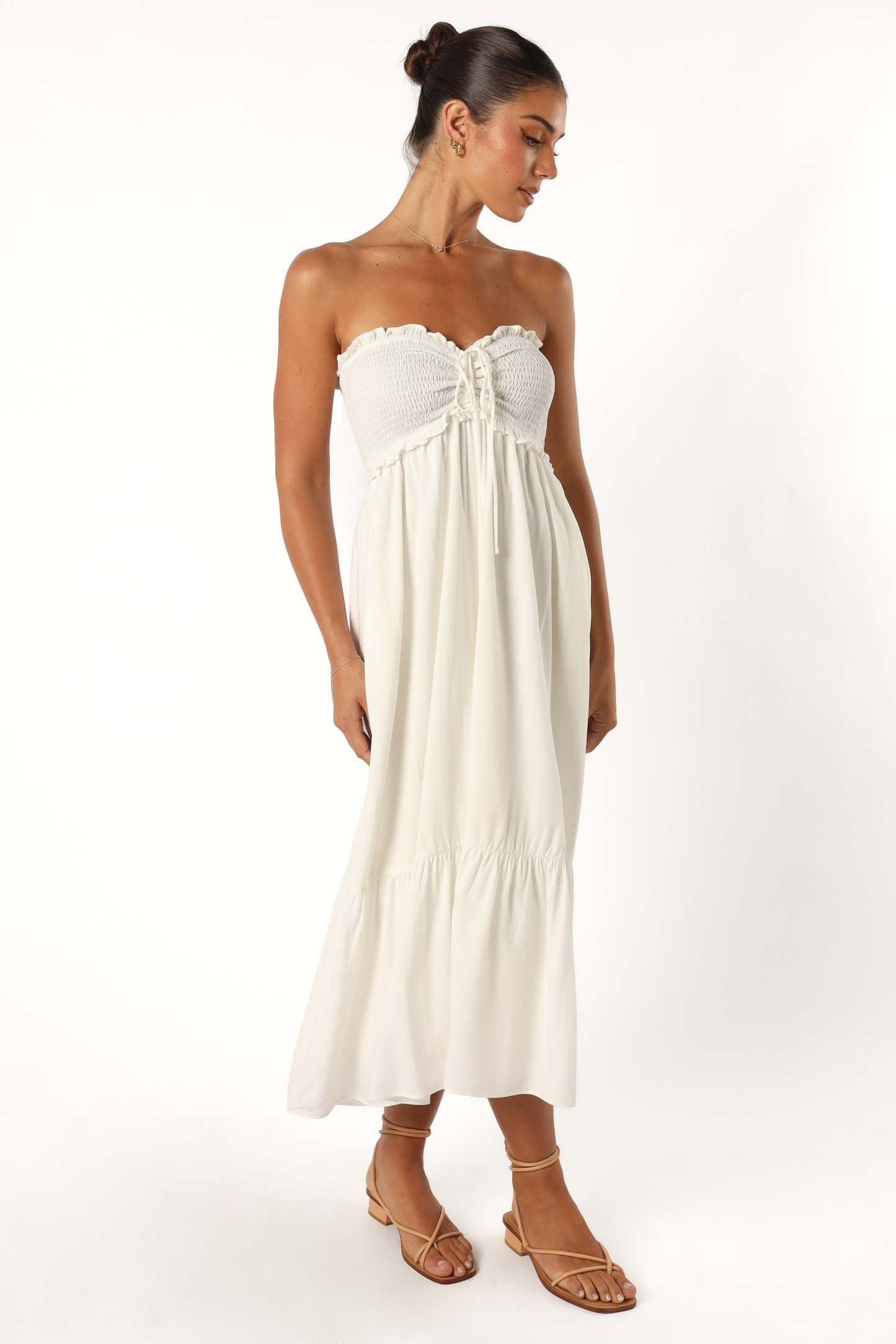 Dayton Strapless Midi Dress - White-Sunny Prom