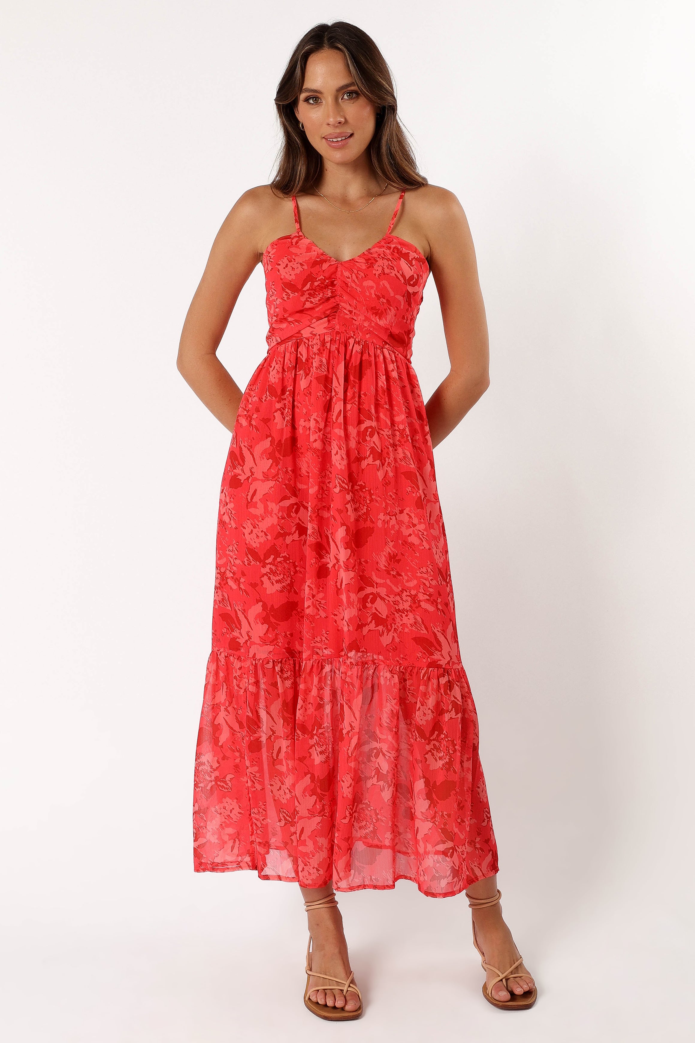 Destiny Midi Dress - Red-Sunny Prom