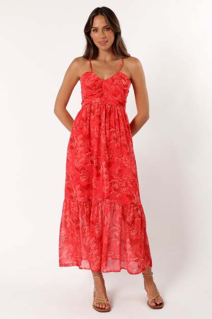 Destiny Midi Dress - Red-Sunny Prom