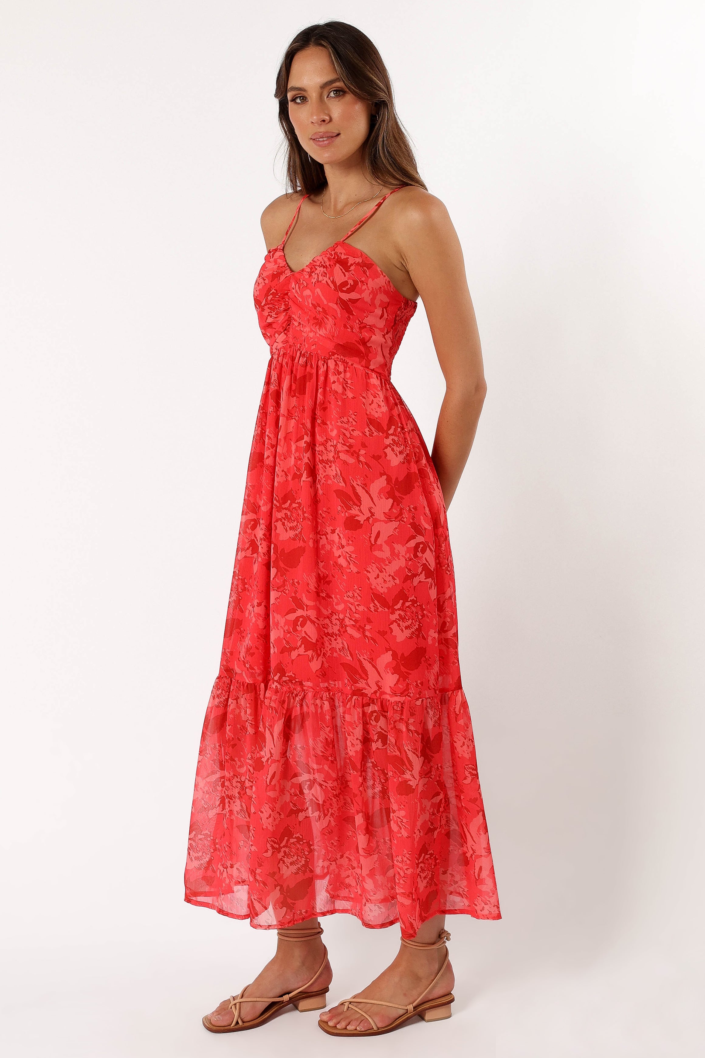 Destiny Midi Dress - Red-Sunny Prom