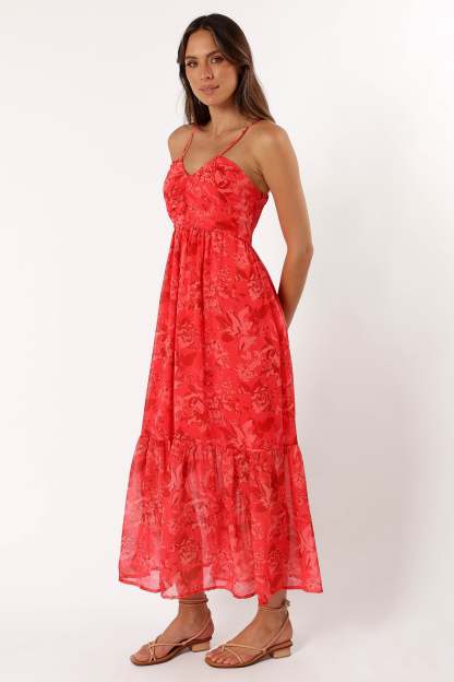 Destiny Midi Dress - Red-Sunny Prom