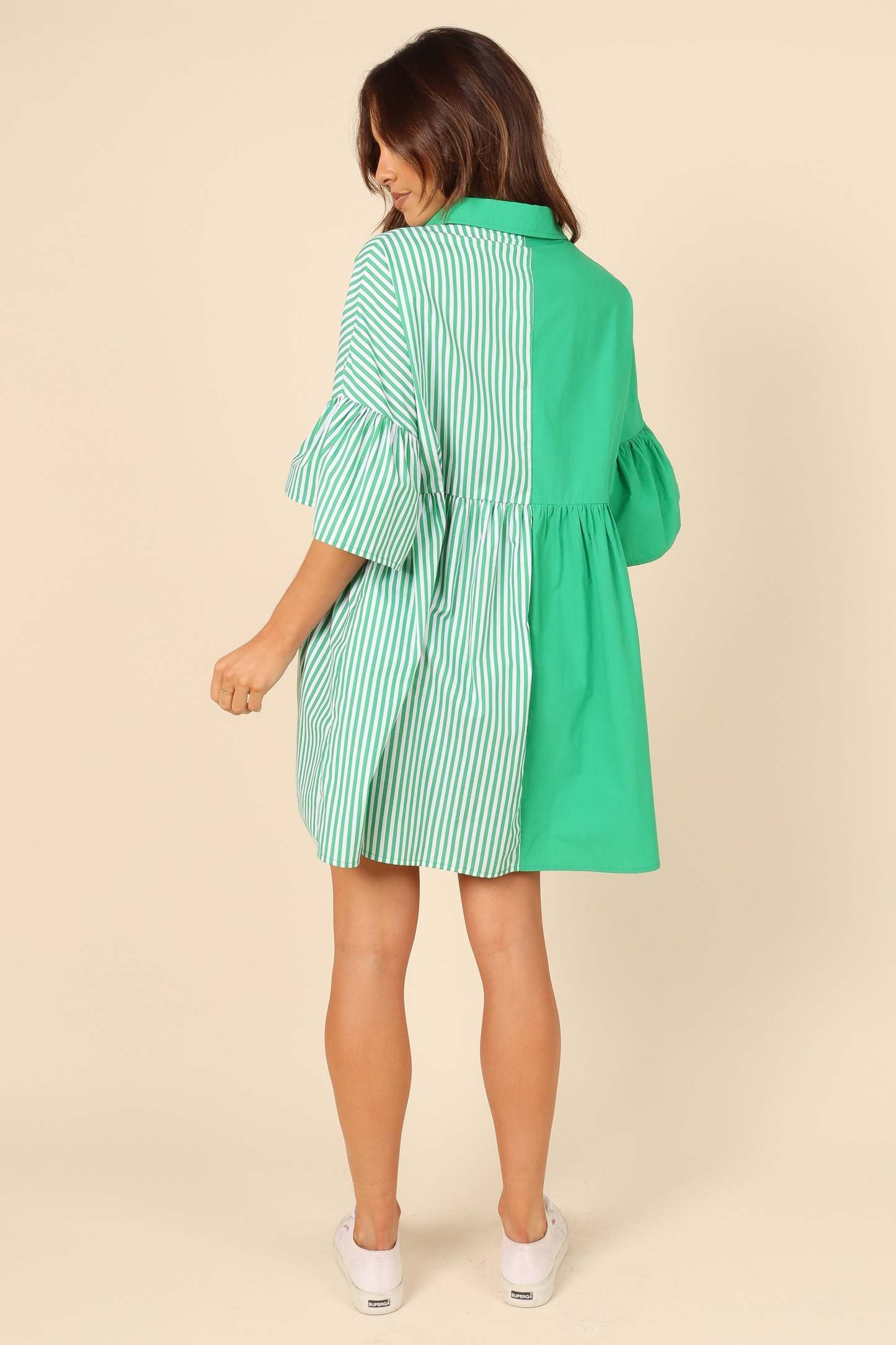 Didi Frill Mini Dress - Green Stripe-Sunny Prom