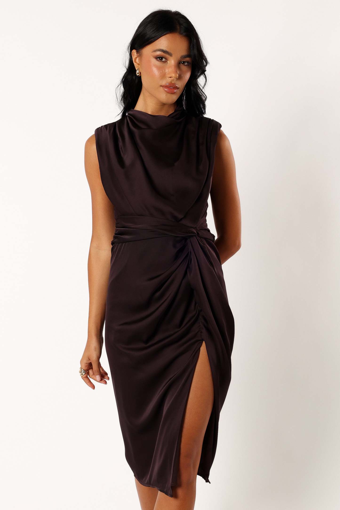 Dina Midi Dress - Black Coffee-Sunny Prom